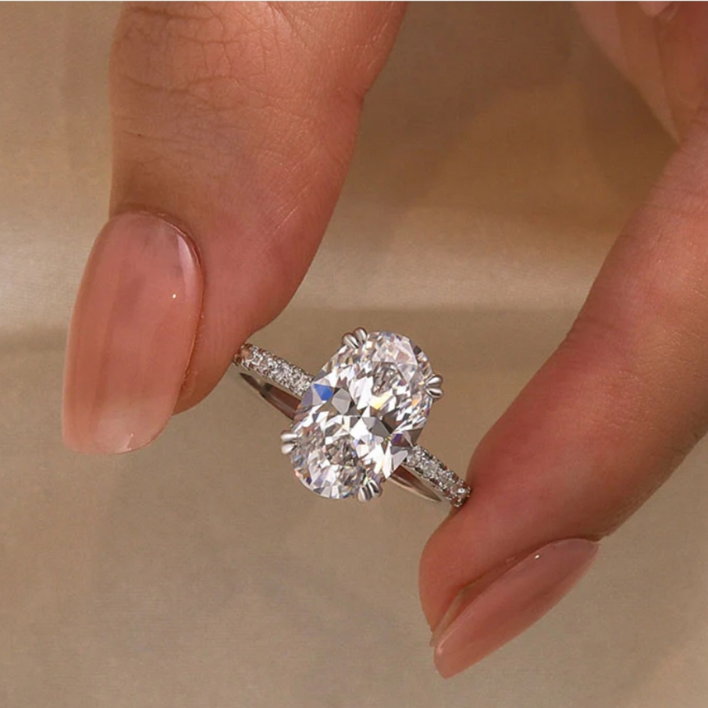 Oval Cut Simulated diamond Engagement Ring, Size 7